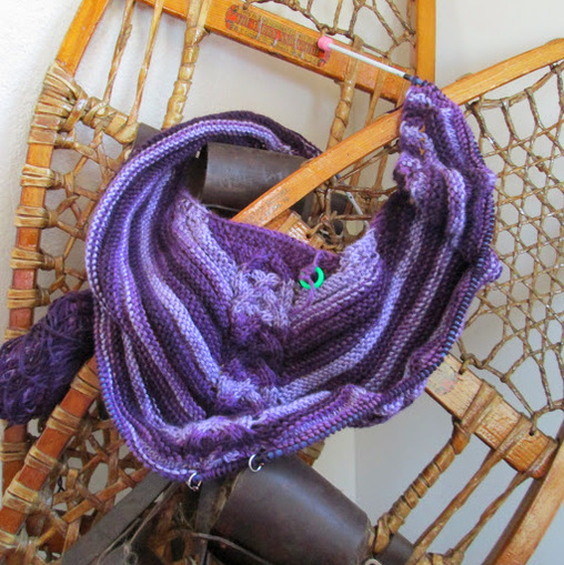 Center Back Cable Shawl in Crocus